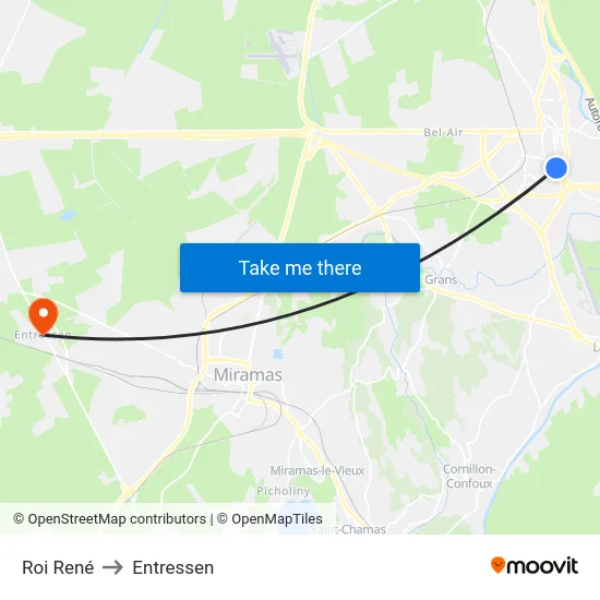 Roi René to Entressen map