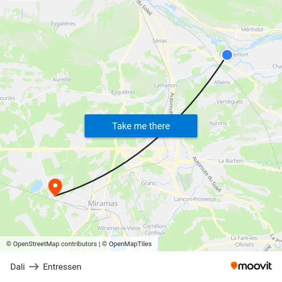 Dali to Entressen map