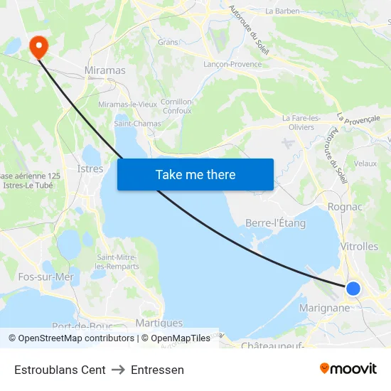 Estroublans Cent to Entressen map