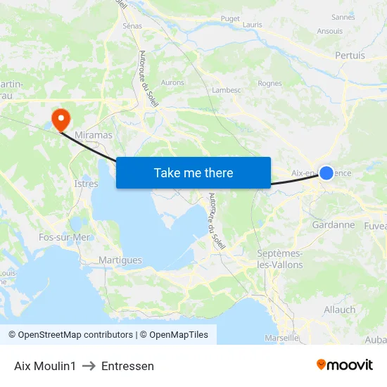 Aix Moulin1 to Entressen map