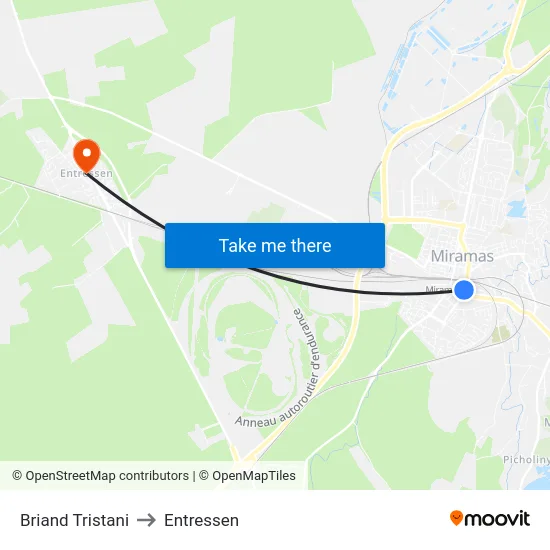 Briand Tristani to Entressen map