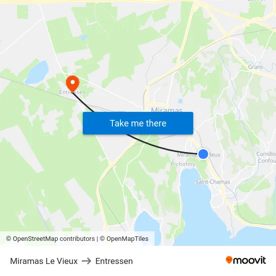 Miramas Le Vieux to Entressen map