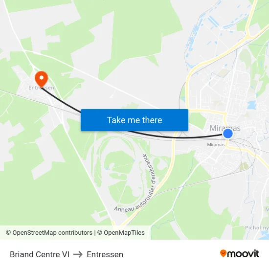 Briand Centre VI to Entressen map