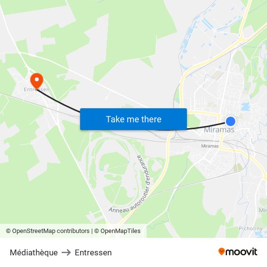 Médiathèque to Entressen map