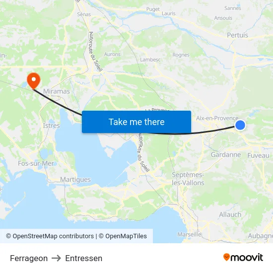 Ferrageon to Entressen map