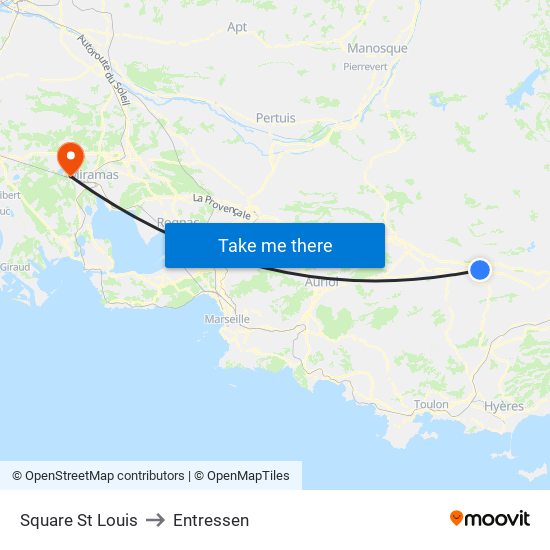 Square St Louis to Entressen map