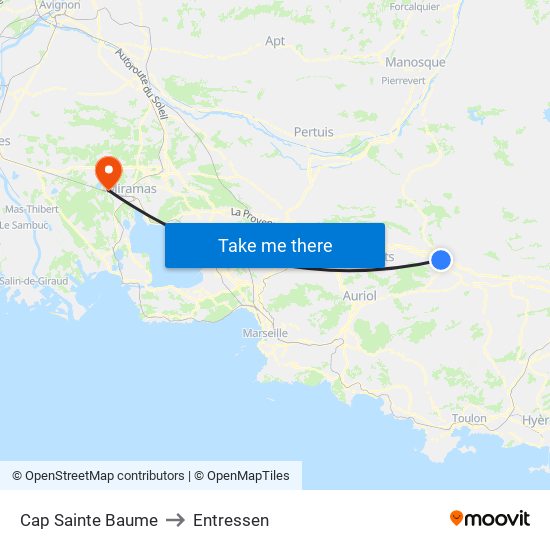 Cap Sainte Baume to Entressen map