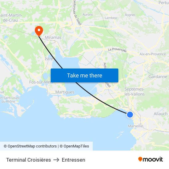 Terminal Croisières to Entressen map