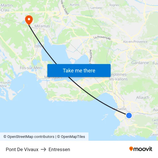 Pont De Vivaux to Entressen map