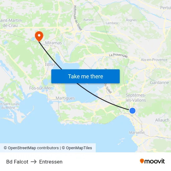 Bd Falcot to Entressen map