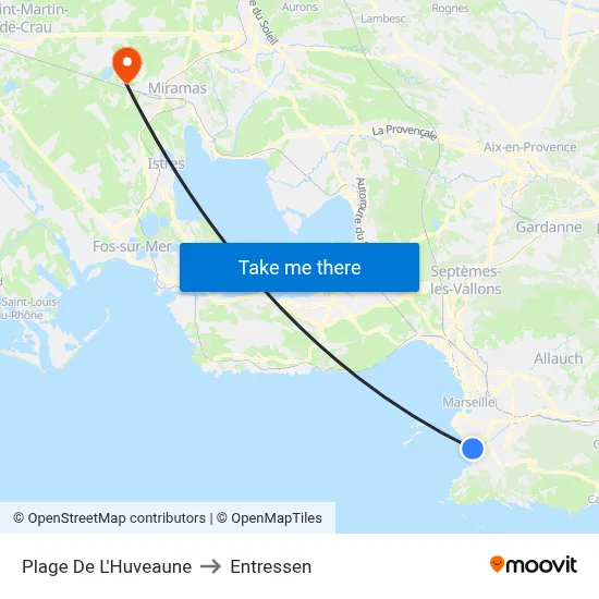 Plage De L'Huveaune to Entressen map