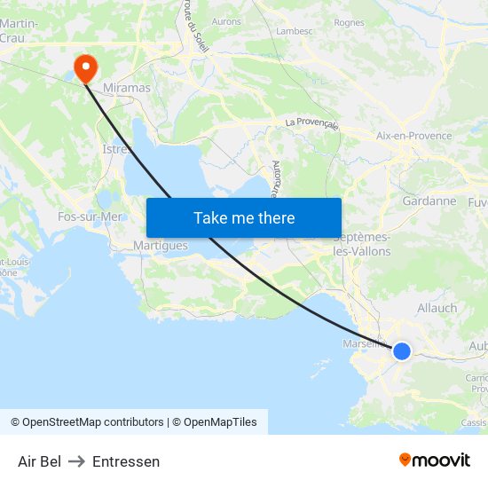 Air Bel to Entressen map