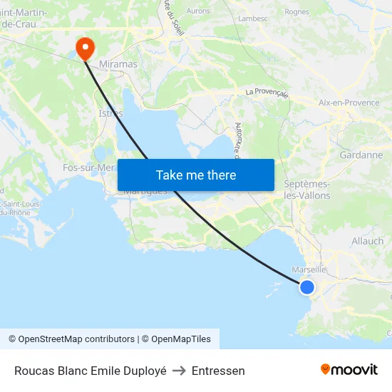 Roucas Blanc Emile Duployé to Entressen map