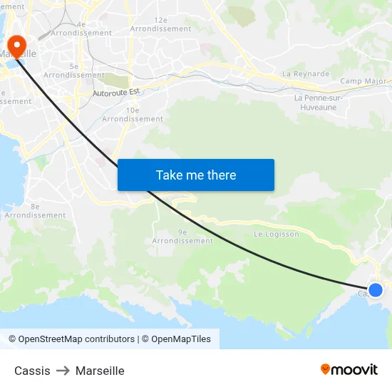 Cassis to Marseille map