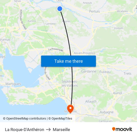 La Roque-D'Anthéron to Marseille map