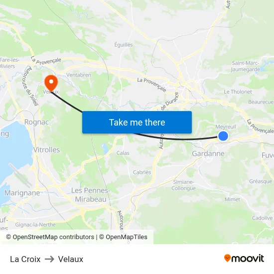 La Croix to Velaux map