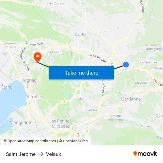 Saint Jerome to Velaux map
