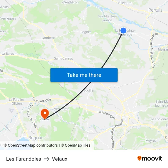 Les Farandoles to Velaux map