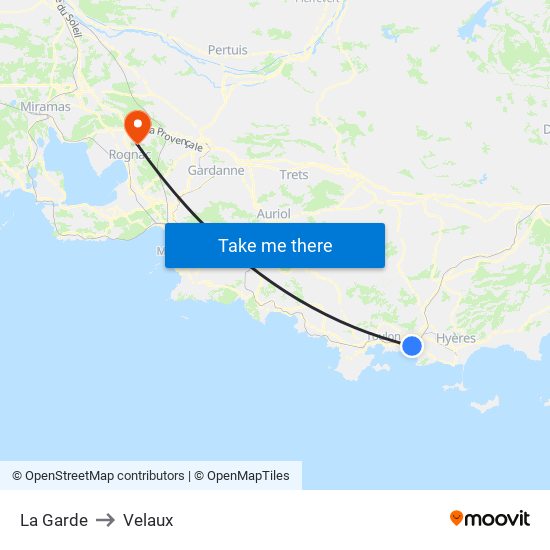 La Garde to Velaux map