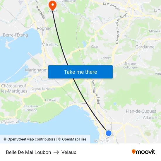 Belle De Mai Loubon to Velaux map