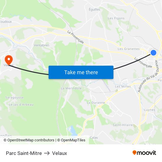 Parc Saint-Mitre to Velaux map