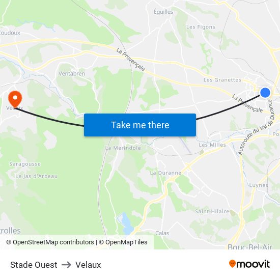 Stade Ouest to Velaux map