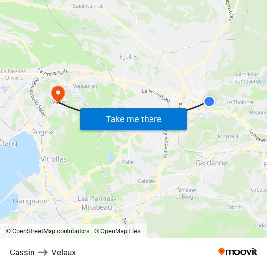 Cassin to Velaux map