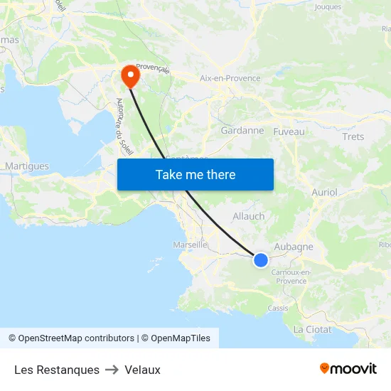 Les Restanques to Velaux map
