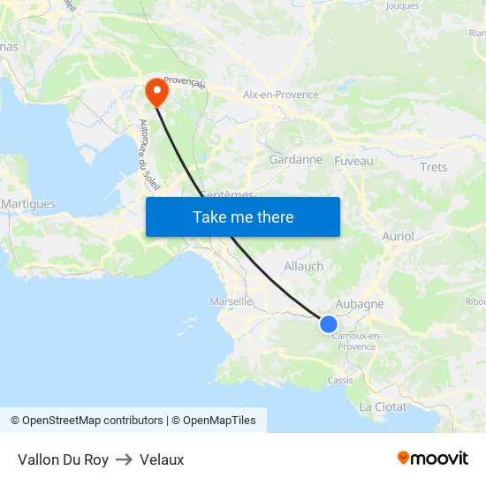 Vallon Du Roy to Velaux map