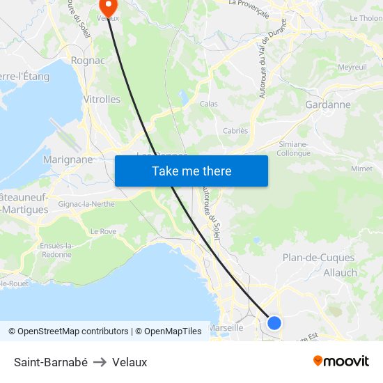 Saint-Barnabé to Velaux map