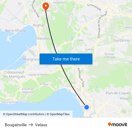 Bougainville to Velaux map
