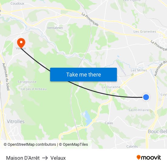 Maison D'Arrêt to Velaux map