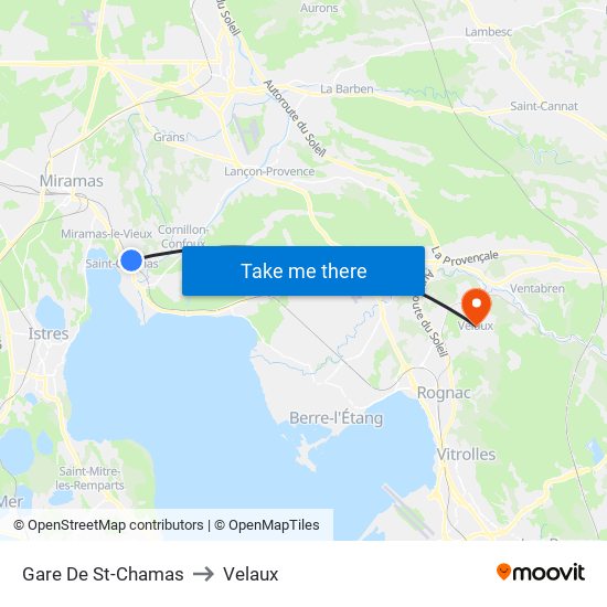 Gare De St-Chamas to Velaux map