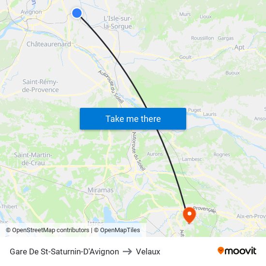 Gare De St-Saturnin-D'Avignon to Velaux map