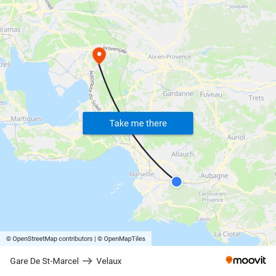 Gare De St-Marcel to Velaux map