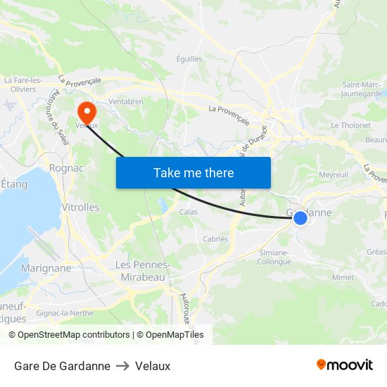 Gare De Gardanne to Velaux map