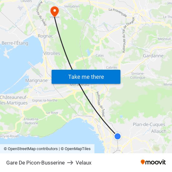 Gare De Picon-Busserine to Velaux map