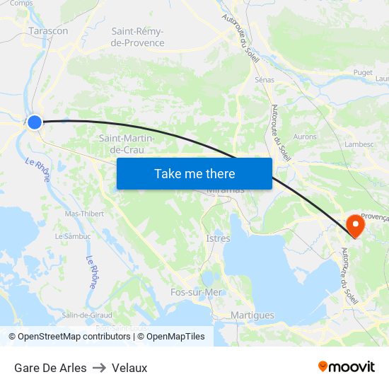 Gare De Arles to Velaux map