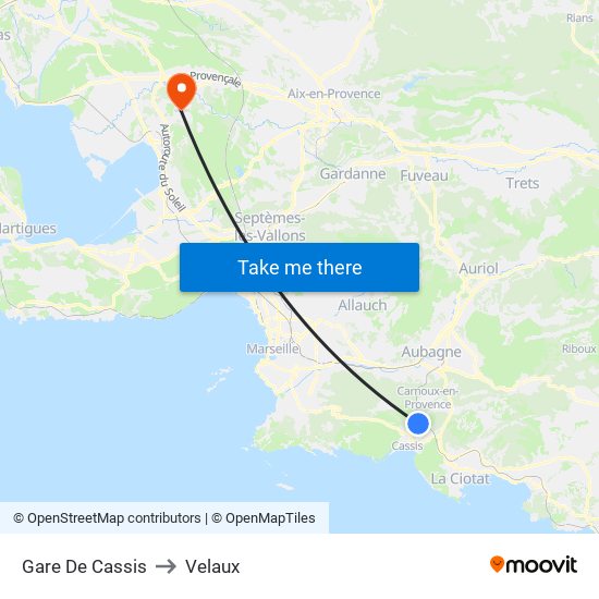 Gare De Cassis to Velaux map