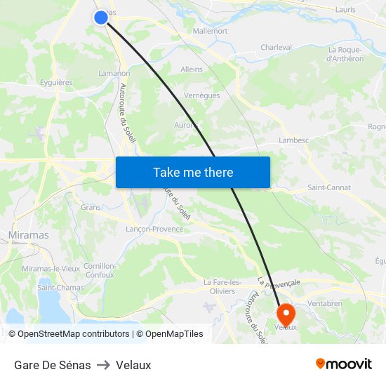 Gare De Sénas to Velaux map