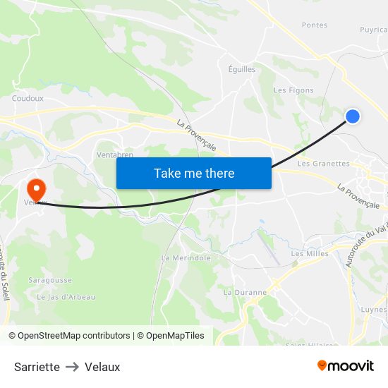 Sarriette to Velaux map
