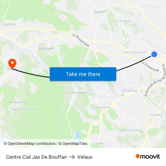 Centre Cial Jas De Bouffan to Velaux map