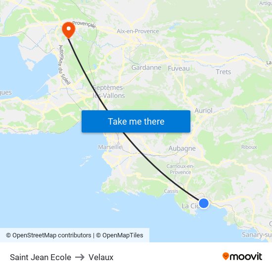 Saint Jean Ecole to Velaux map