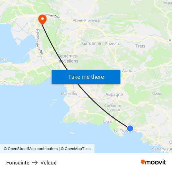 Fonsainte to Velaux map