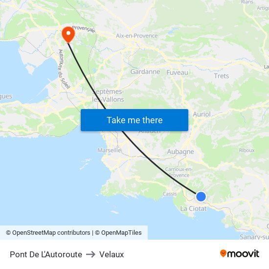 Pont De L'Autoroute to Velaux map