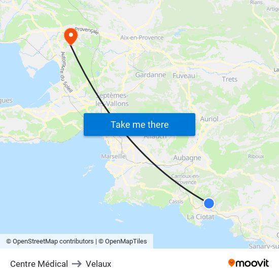 Centre Médical to Velaux map