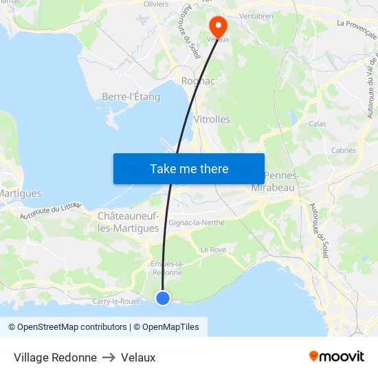 Village Redonne to Velaux map
