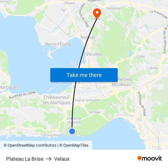 Plateau La Brise to Velaux map