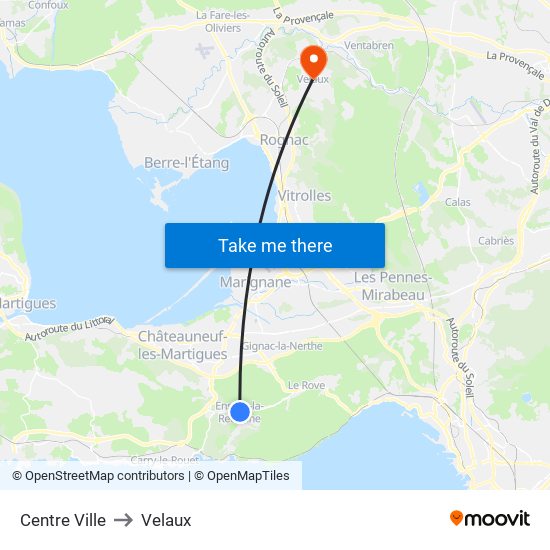 Centre Ville to Velaux map
