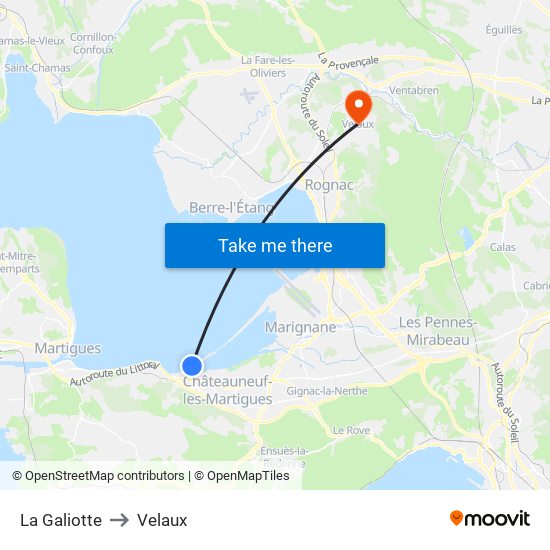 La Galiotte to Velaux map